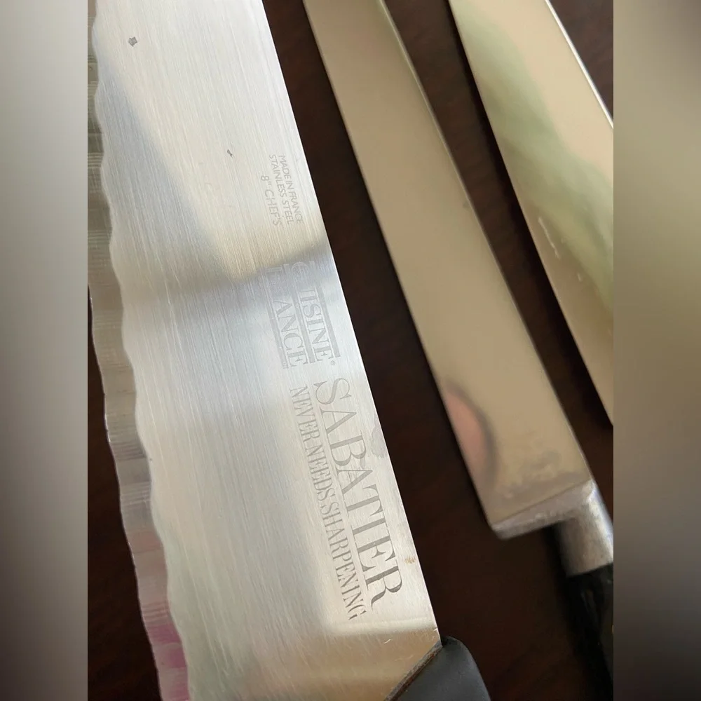 Vintage Lot of 3 Sabatier Authentique Chef Carbon Steel Knives 8” 9.5” France